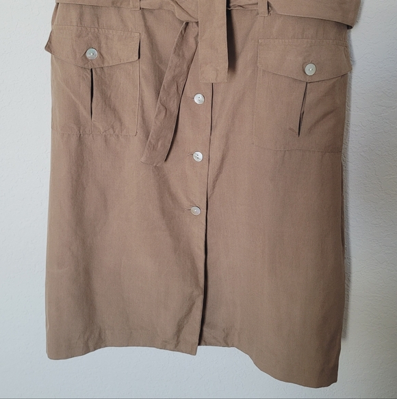 Vintage HASLTON Khaki Sleeveless Button-Down Dress Sz 12 - Picture 5 of 13